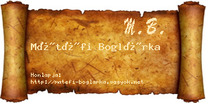 Mátéfi Boglárka névjegykártya